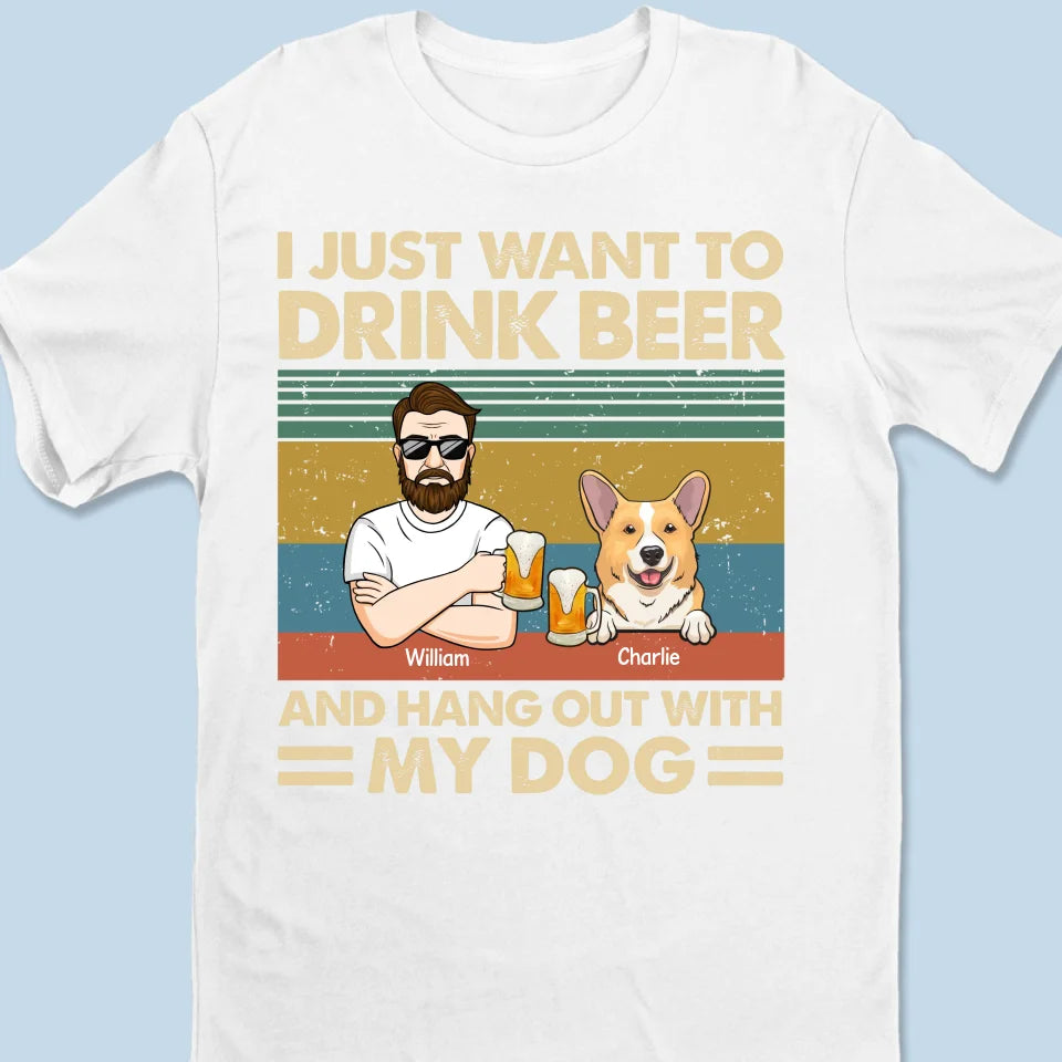 Je veux juste boire du bourbon ! T-shirt unisexe personnalisé pour chien, haut de gamme, sweat à capuche ! Cadeau de Noël pour les propriétaires et les amoureux des animaux.