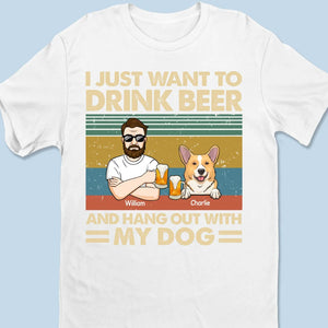Je veux juste boire du bourbon ! T-shirt unisexe personnalisé pour chien, haut de gamme, sweat à capuche ! Cadeau de Noël pour les propriétaires et les amoureux des animaux.
