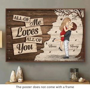 Tout de moi t'aime tout entier - Affiche horizontale personnalisée pour couple - Cadeau de Noël pour mari et femme, anniversaire