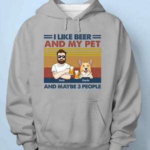 I Like Beer And My Pet - Dog & Cat Personalized Custom Unisex T-shirt, Premium T-shirt, Hoodie - Christmas Gift For Pet Owners, Pet Lovers