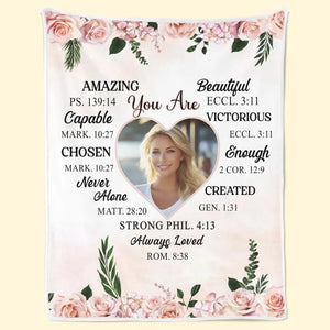 Couverture personnalisée avec photo « Vous n'êtes jamais seul » – Affirmation – Cadeau pour vous-même
