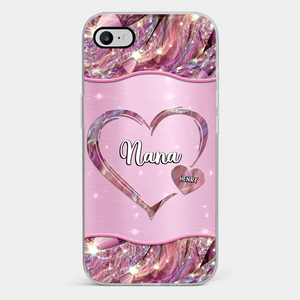Un jardin d'amour pousse dans le cœur d'une grand-mère - Coque de téléphone transparente personnalisée avec effet de faux bijoux - Cadeau pour maman et grand-mère