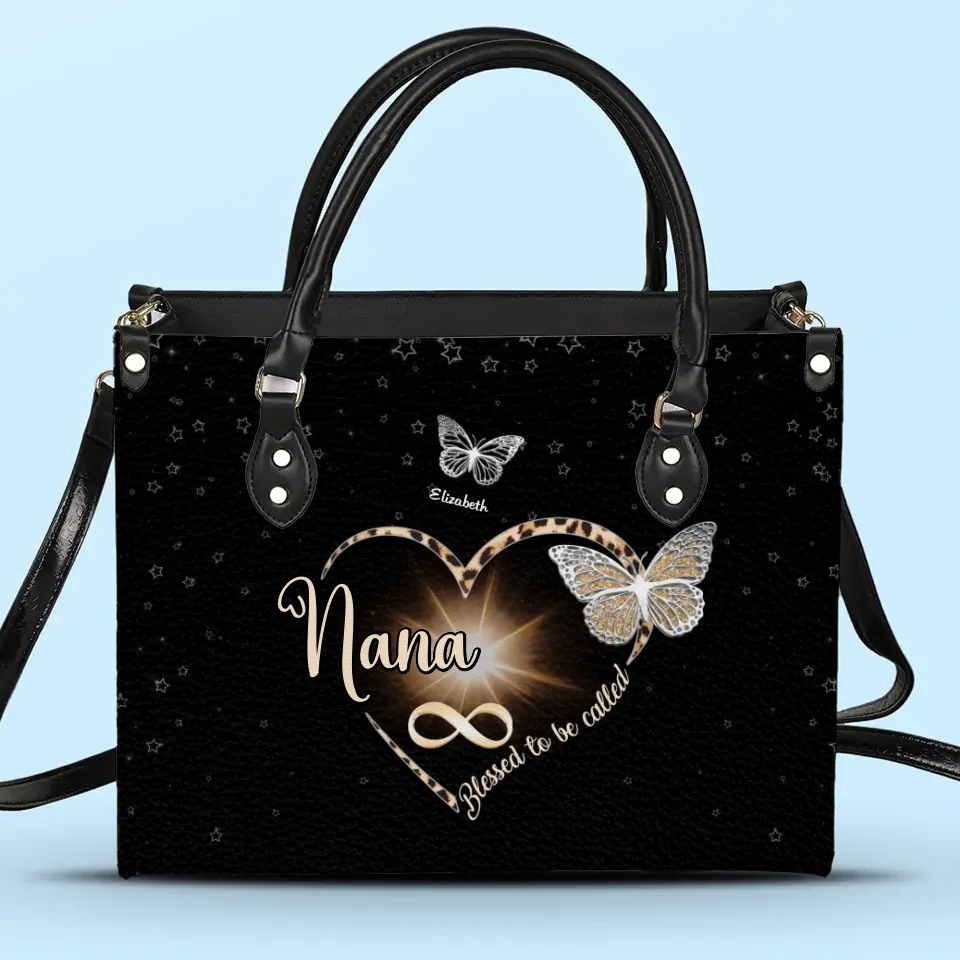 L'amour d'une grand-mère ne connaît ni limites ni fin - Sac à main en cuir personnalisé pour la famille - Cadeau pour maman, grand-mère