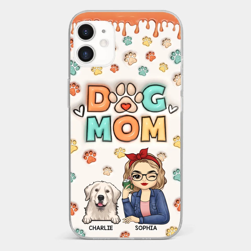 La route vers mon cœur est remplie d'empreintes de pattes - Coque de téléphone transparente personnalisée avec effet gonflable 3D pour chien et chat - Cadeau pour propriétaires d'animaux et amoureux des animaux
