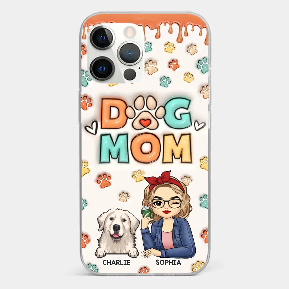 La route vers mon cœur est remplie d'empreintes de pattes - Coque de téléphone transparente personnalisée avec effet gonflable 3D pour chien et chat - Cadeau pour propriétaires d'animaux et amoureux des animaux