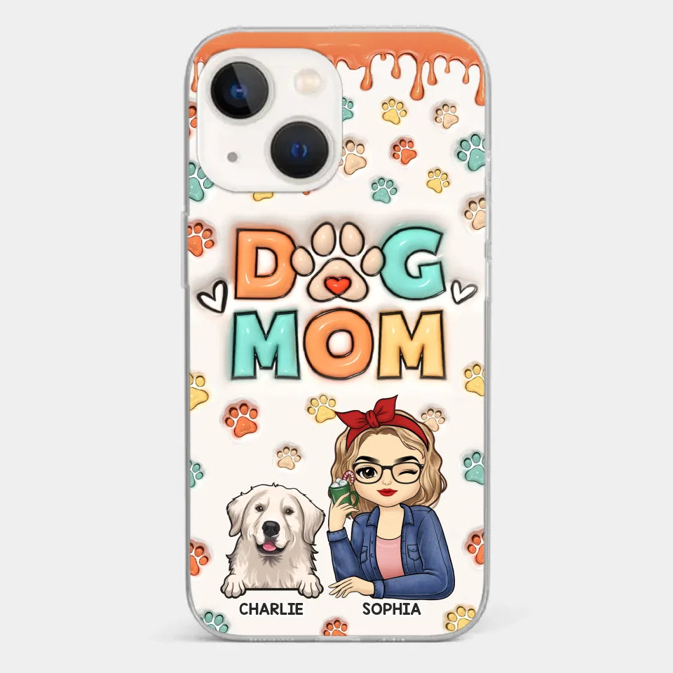 La route vers mon cœur est remplie d'empreintes de pattes - Coque de téléphone transparente personnalisée avec effet gonflable 3D pour chien et chat - Cadeau pour propriétaires d'animaux et amoureux des animaux