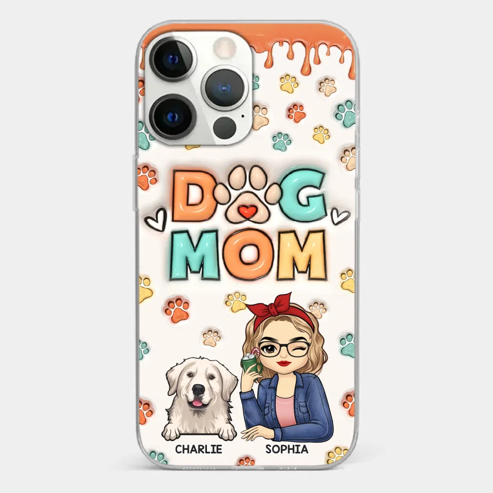 La route vers mon cœur est remplie d'empreintes de pattes - Coque de téléphone transparente personnalisée avec effet gonflable 3D pour chien et chat - Cadeau pour propriétaires d'animaux et amoureux des animaux