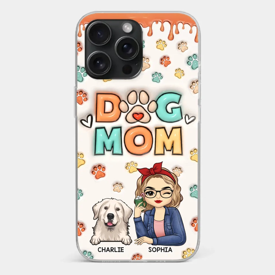 La route vers mon cœur est remplie d'empreintes de pattes - Coque de téléphone transparente personnalisée avec effet gonflable 3D pour chien et chat - Cadeau pour propriétaires d'animaux et amoureux des animaux
