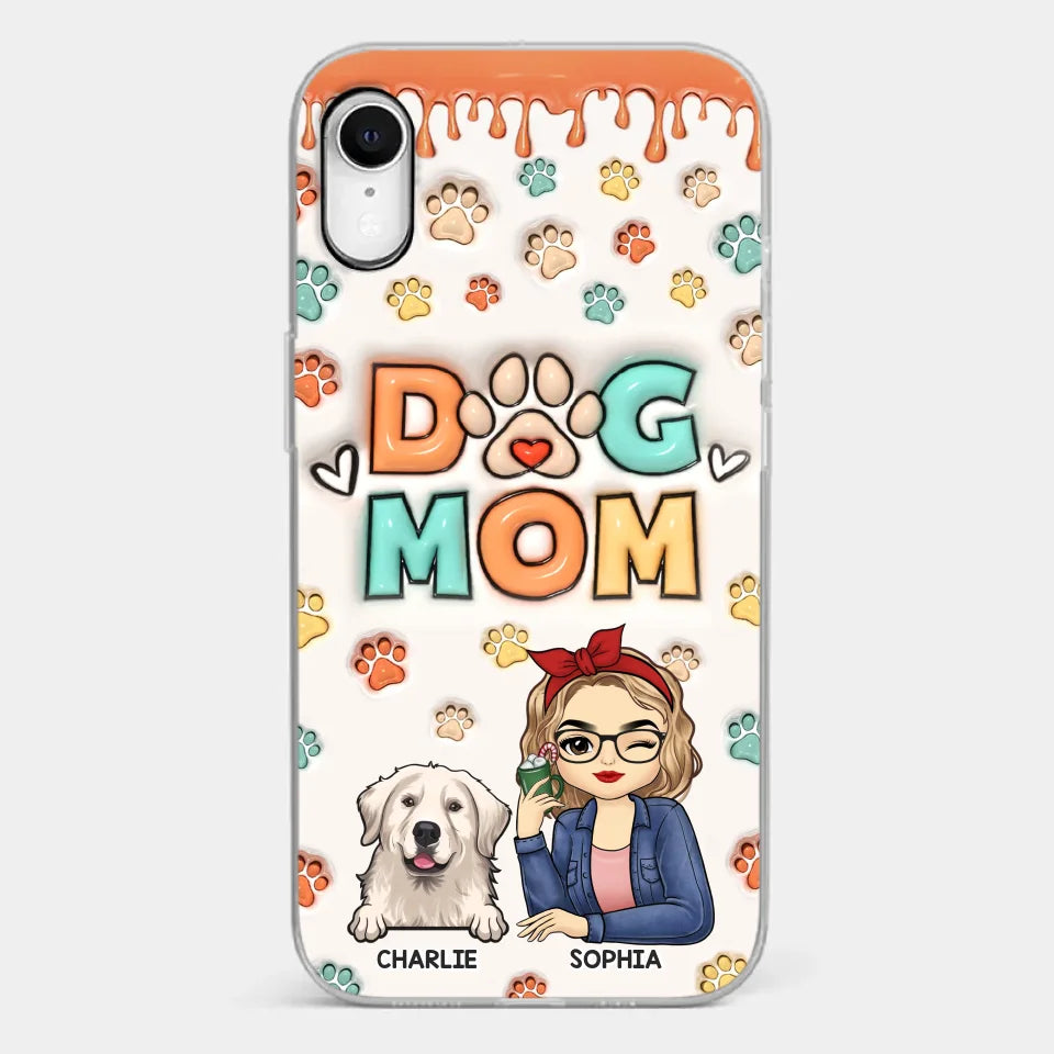 La route vers mon cœur est remplie d'empreintes de pattes - Coque de téléphone transparente personnalisée avec effet gonflable 3D pour chien et chat - Cadeau pour propriétaires d'animaux et amoureux des animaux