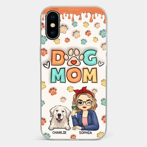 La route vers mon cœur est remplie d'empreintes de pattes - Coque de téléphone transparente personnalisée avec effet gonflable 3D pour chien et chat - Cadeau pour propriétaires d'animaux et amoureux des animaux