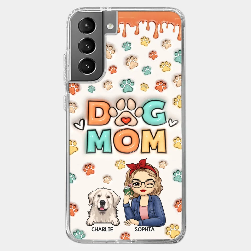 La route vers mon cœur est remplie d'empreintes de pattes - Coque de téléphone transparente personnalisée avec effet gonflable 3D pour chien et chat - Cadeau pour propriétaires d'animaux et amoureux des animaux