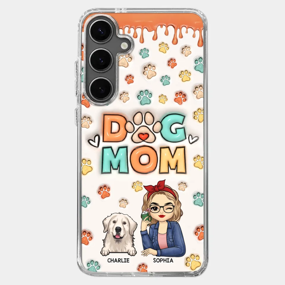 La route vers mon cœur est remplie d'empreintes de pattes - Coque de téléphone transparente personnalisée avec effet gonflable 3D pour chien et chat - Cadeau pour propriétaires d'animaux et amoureux des animaux