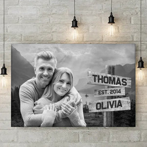 Custom Photo In Your Arms, I've Found My Home - Couple Personalized Custom Horizontal Canvas - Gift For Husband Wife, Anniversary