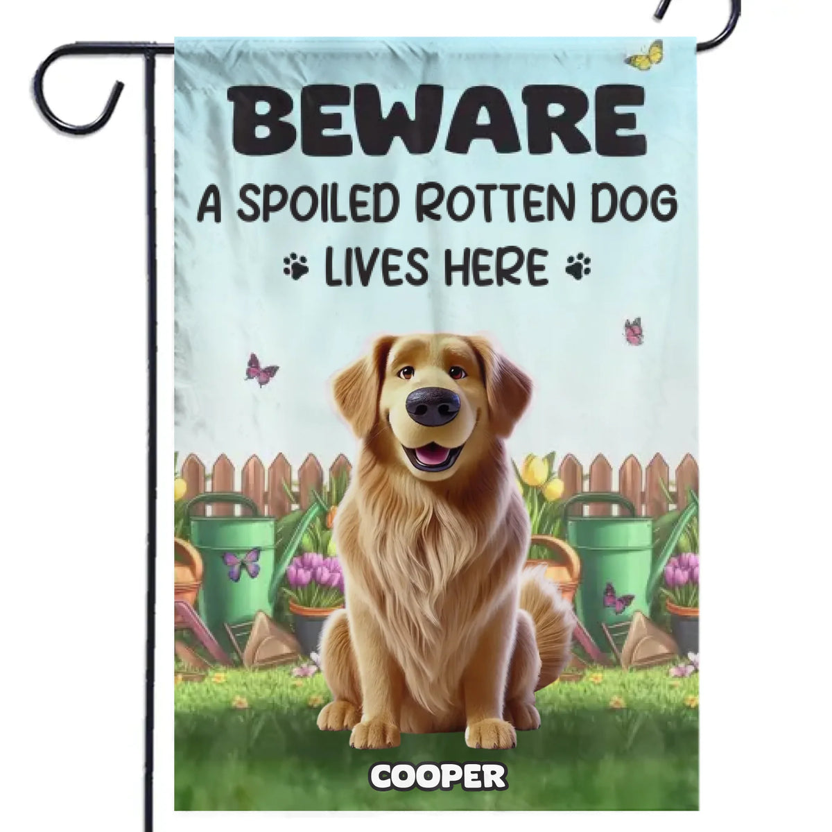 Mon petit compagnon de jardin - Drapeau personnalisé pour chien - Cadeau pour propriétaires et amoureux des animaux