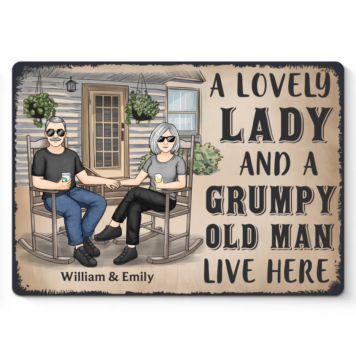 L'amour se renforce à chaque cheveu gris - Plaque en métal personnalisée pour couple - Cadeau de pendaison de crémaillère pour mari et femme, anniversaire