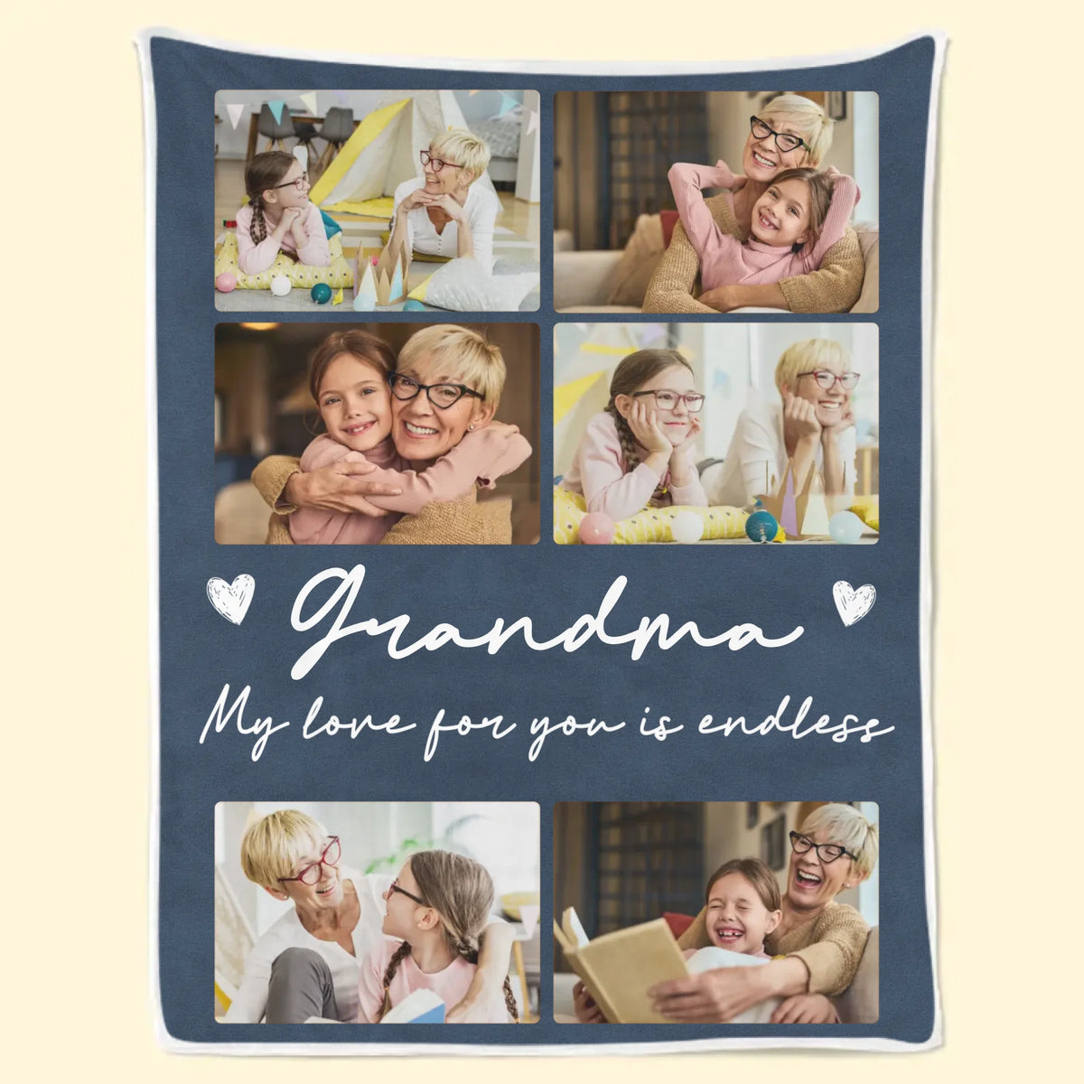 Couverture personnalisée avec photo « Vous êtes au cœur de notre histoire » - Cadeau pour maman et grand-mère