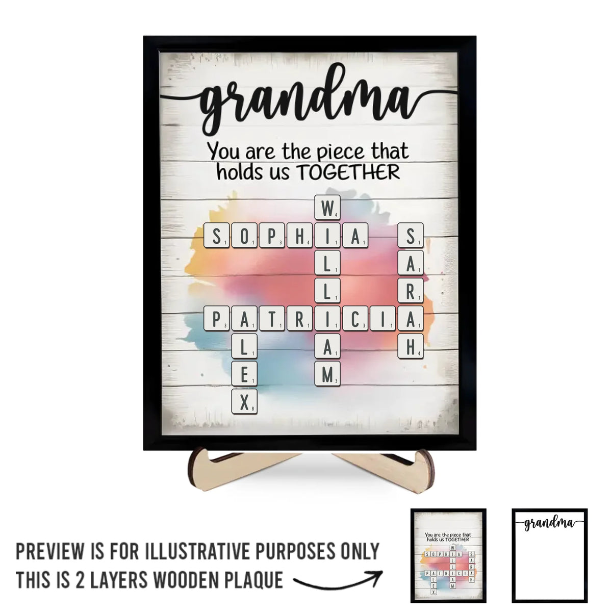 La maison est là où se trouve votre grand-mère - Plaque en bois personnalisée à 2 couches avec support - Fête des Mères, cadeau pour maman, grand-mère