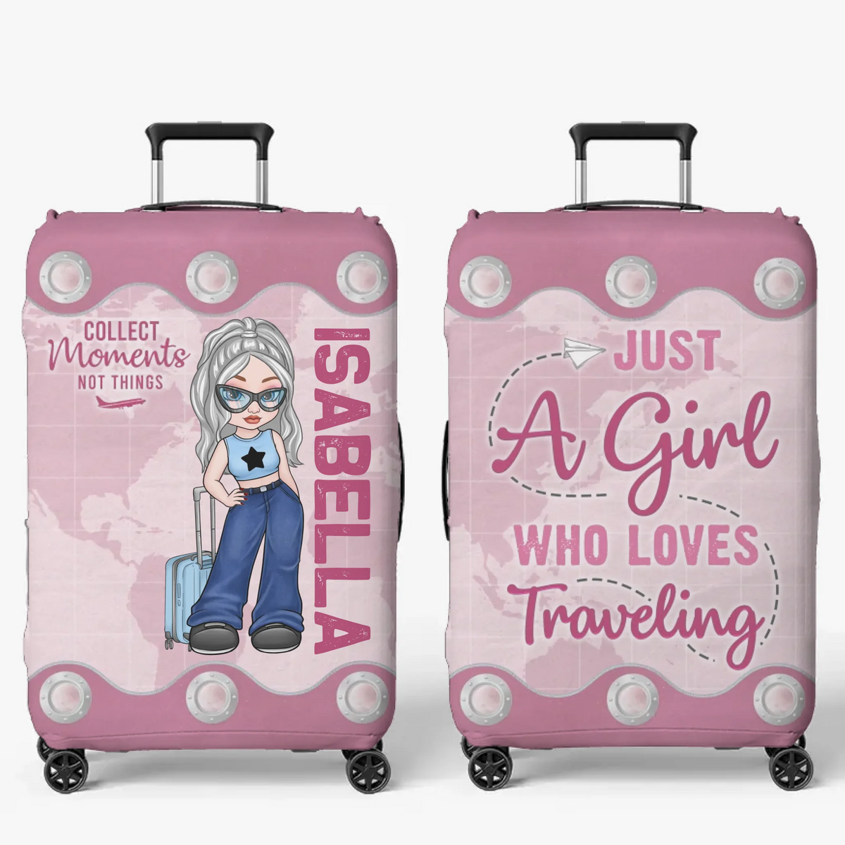 Une façon amusante de protéger vos bagages avec style - Housse de bagage personnalisée pour voyage - Cadeau vacances d'été, cadeau pour les amoureux du voyage d'aventure