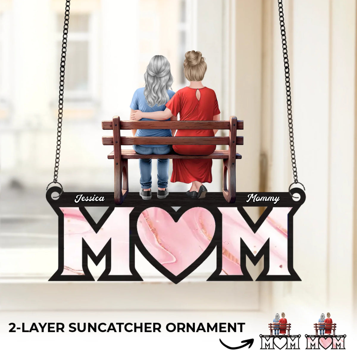 Aucune distance ne peut briser l'amour d'une mère - Ornement attrape-soleil personnalisé à suspendre à la fenêtre - Fête des Mères, cadeau pour maman, grand-mère