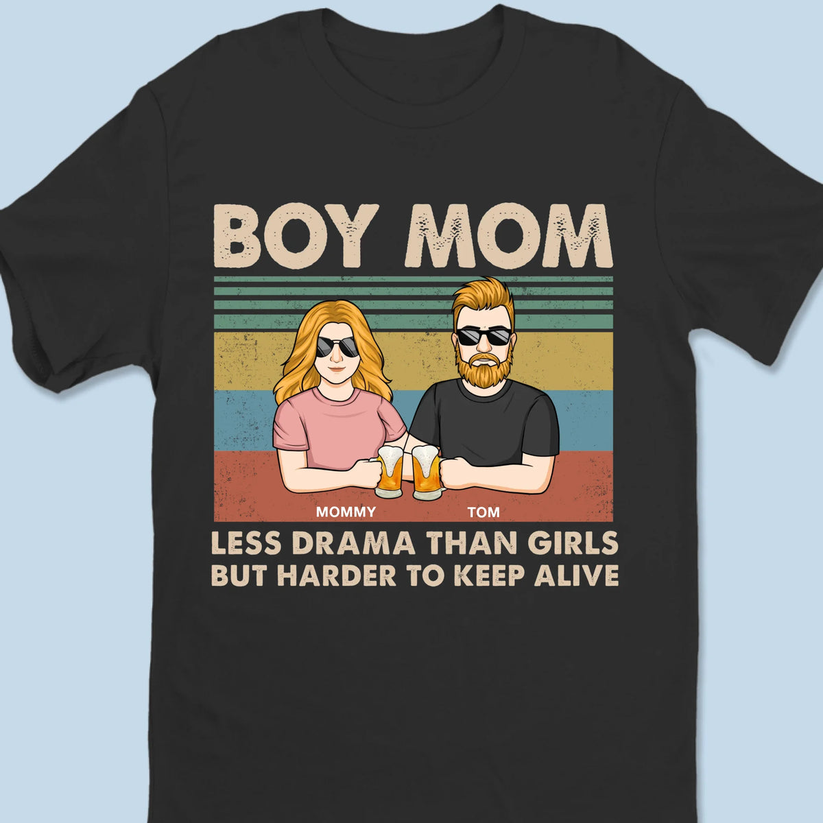 Moins de drame, plus de chaos - T-shirt unisexe personnalisé pour la famille, t-shirt premium, sweat à capuche - Cadeau de fête des mères pour maman, fils