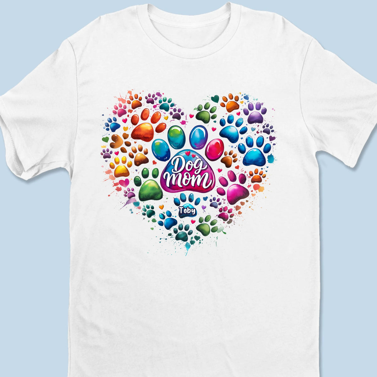 T-shirt unisexe personnalisé « Cœur coloré » pour chien, haut de gamme, sweat à capuche – Fête des Mères, cadeau pour les propriétaires d'animaux et les amoureux des animaux.