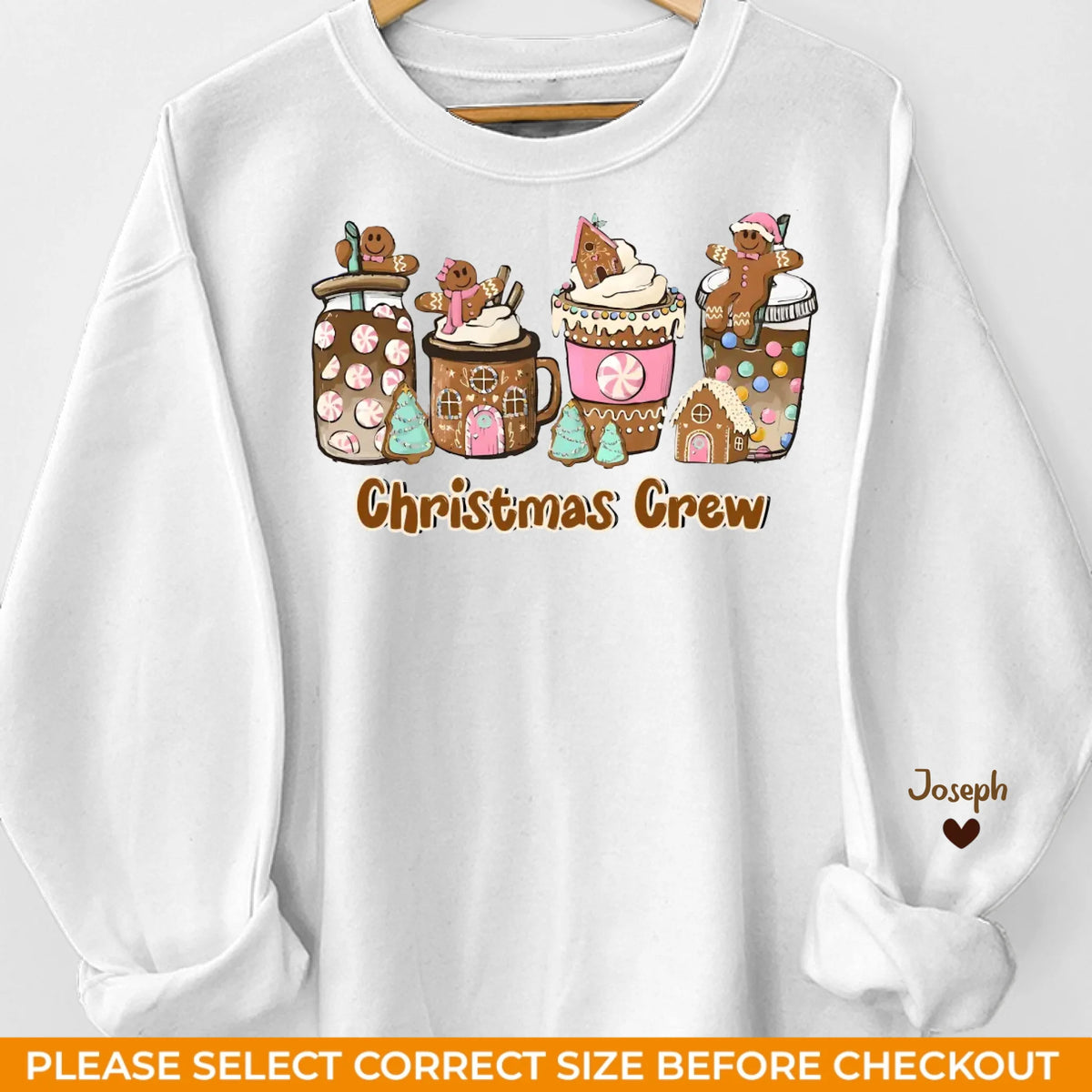 Oublions les cadeaux et passons directement aux biscuits ! Sweat-shirt unisexe personnalisé avec motif sur la manche pour toute la famille. Cadeau de Noël pour les membres de la famille.