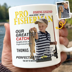 Custom Photo Mug - Personalized Birthday Gifts For Fisherman - Small Kid Big Happy
