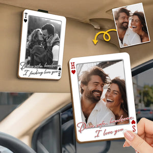 Custom Photo Car Visor Clip - Personalized Anniversary Wedding Gifts For Husband And Wife, Him And Her - Once Upon A Love Story