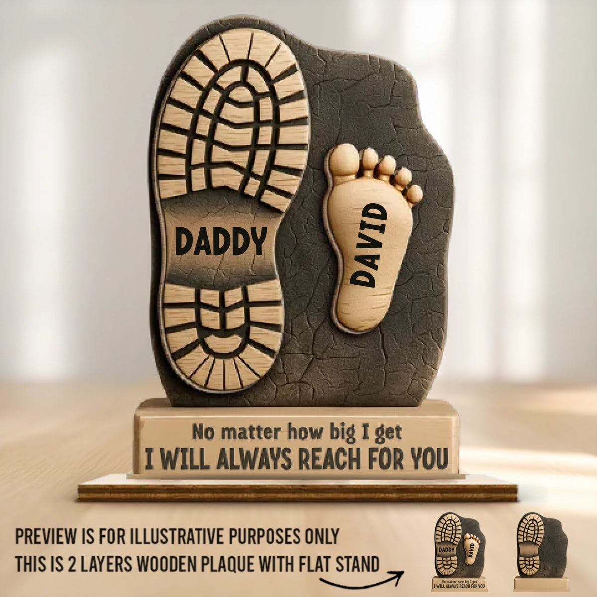 Your Footsteps Led Our Way - Family Personalized Custom Shaped 2-Layered Wooden Plaque With Flat Stand - Father's Day, House Warming Gift For Dad, Grandpa