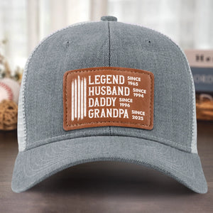 Custom Leather Patch Hat - Personalized Birthday Gifts For Dad, Grandpa - The Man We Admire