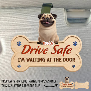 Custom Car Visor Clip - Personalized Birthday Gifts For Dog Lovers, Dog Dad And Mom - My Dog Is Waiting