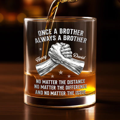Custom Whiskey Glass - Personalized Birthday Gifts For Brother - Brothers Strong At Heart