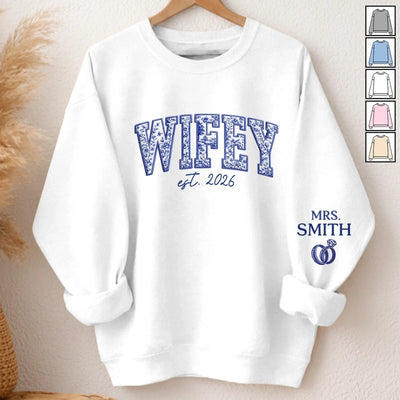 Custom Unisex Sweatshirt, Hoodie With Design On Sleeve - Personalized Anniversary Wedding Gifts For Husband And Wife, Him And Her -My Wife My Forever