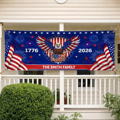 Custom Horizontal Banner - Personalized America 250th Anniversary Gifts For Mom, Dad, Brother, Sister, Kids - Family Together Always