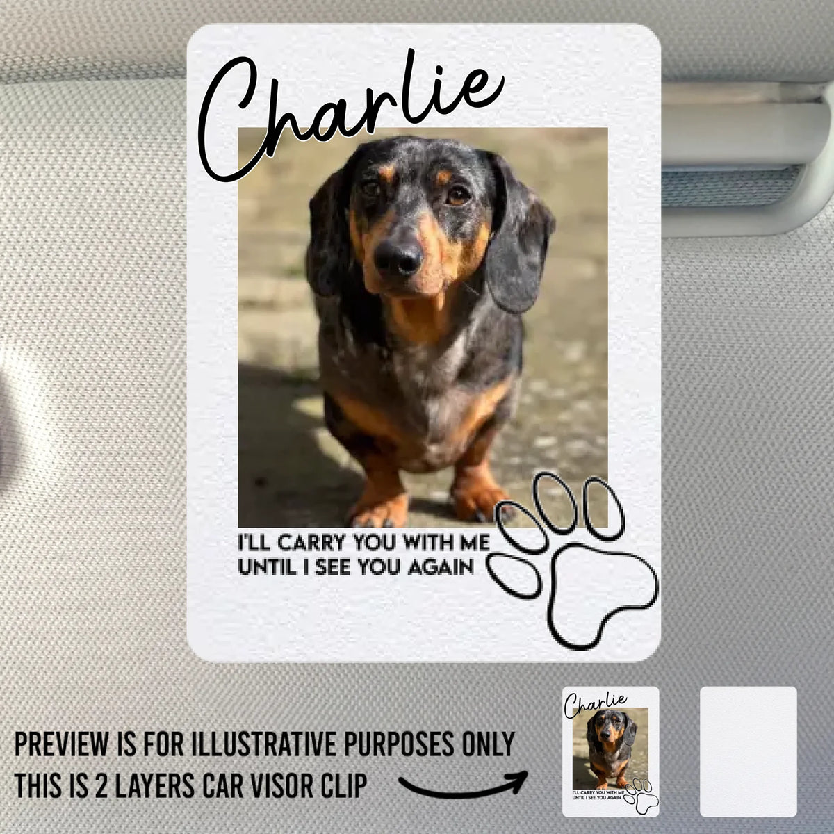 Custom Photo Car Visor Clip - Personalized Pet Memorial Sympathy Gifts For Dogs, Cats - My Little Guardian Angel