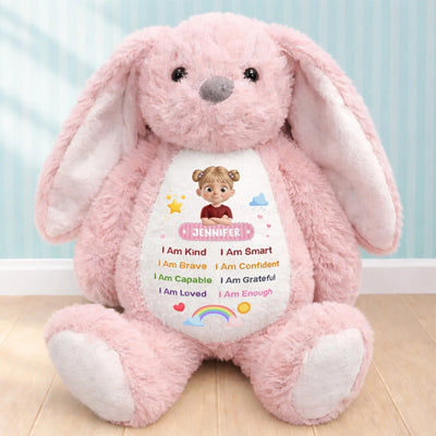 Custom Easter Bunny Plush - Personalized Birthday Gifts For Kids - I Am Enough I Am Affirmation
