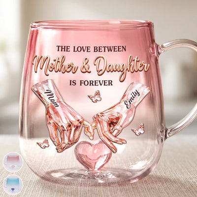 Custom Gradient Glass Mug - Personalized Mother's Day Birthday Gifts For Mom, Daughter - Pinky Promise For Life