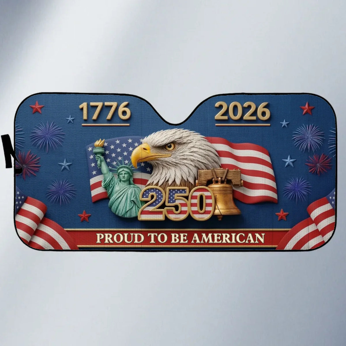Custom Auto Windshield Sunshade, Car Window Protector - Personalized America 250th Anniversary Gifts For Women, Men - Land Of The Free