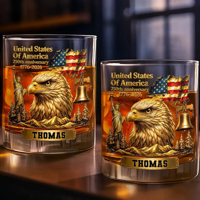 Custom 11oz Whiskey Glass - Personalized America 250th Anniversary Gifts For Women, Men - Raised In Pride