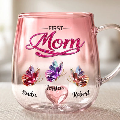 Custom Gradient Glass Mug - Personalized Birthday Gifts For Mom, Grandma - Mom Forever, Grandma With Pride