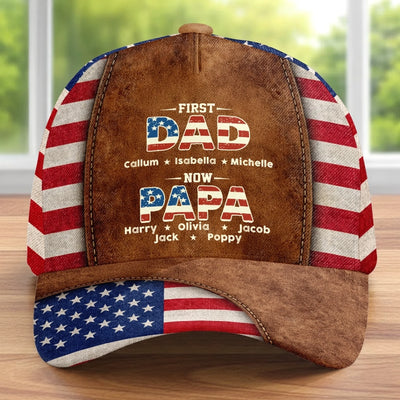 Custom Hat, All Over Print Classic Cap - Personalized Father's Day Birthday Gifts For Dad, Grandpa - Once A Dad, Now A Proud Grandpa