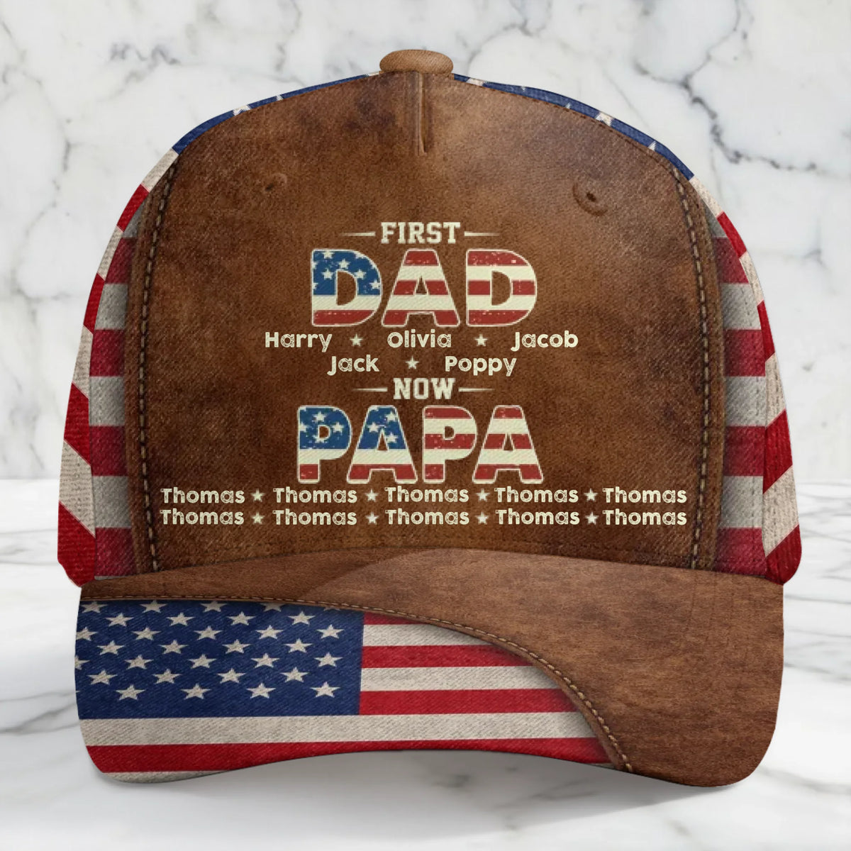 Custom Hat, All Over Print Classic Cap - Personalized Father's Day Birthday Gifts For Dad, Grandpa - Once A Dad, Now A Proud Grandpa
