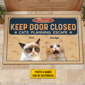 Custom Photo Pets Planning Escape - Dog & Cat Personalized Custom Decorative Mat - Gift For Pet Owners, Pet Lovers