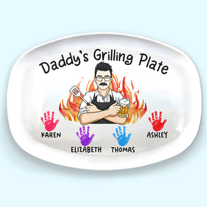 Daddy Grill Legend - Family Personalized Custom Platter - Father's Day, Birthday Gift For Dad
