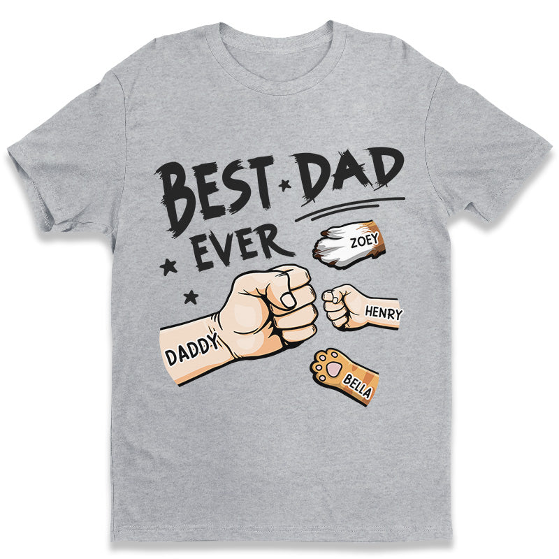 Le meilleur papa du monde - T-shirt, sweat à capuche et sweat-shirt unisexe personnalisé pour la famille - Cadeau pour la fête des pères, anniversaire pour papa, cadeau pour les propriétaires d'animaux et les amoureux des animaux