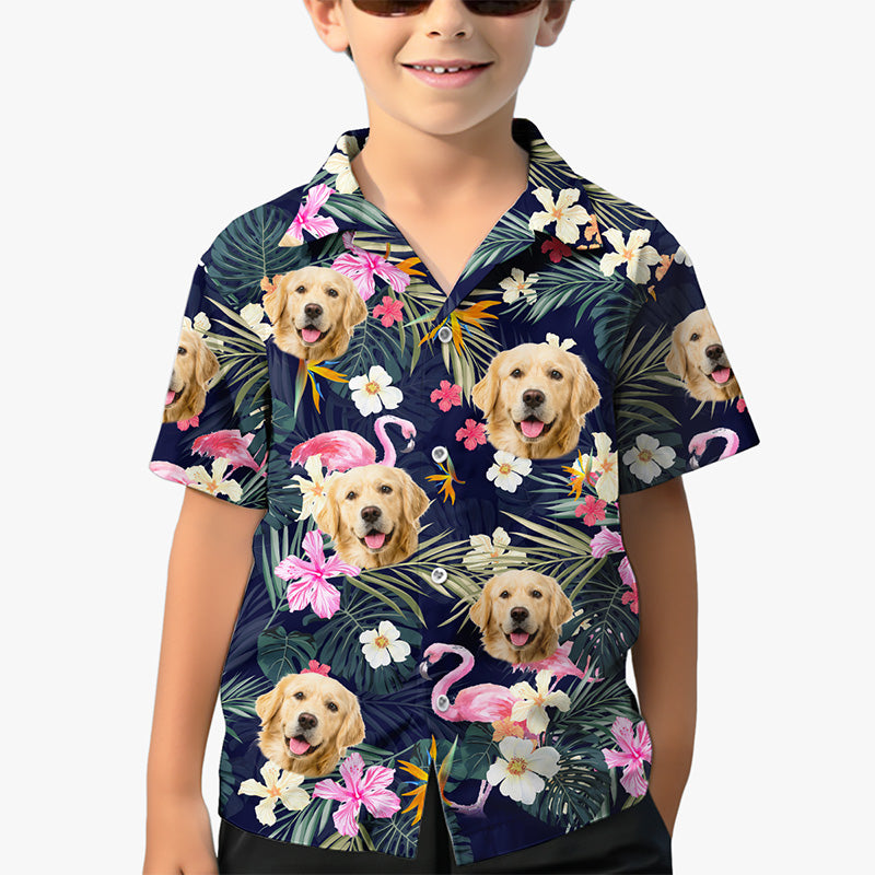 T-shirt hawaïen unisexe personnalisé avec photo pour enfant, été - Chien et chat - Cadeau vacances d'été, anniversaire pour enfants, propriétaires d'animaux, amoureux des animaux