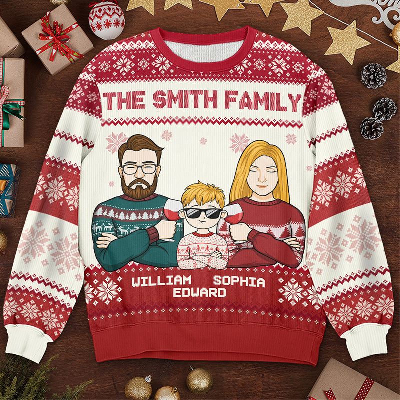 Ma partie préférée de Noël, c'est la famille - Sweat-shirt personnalisé moche pour la famille - Pull en laine unisexe - Cadeau de Noël pour les membres de la famille