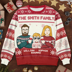 Ma partie préférée de Noël, c'est la famille - Sweat-shirt personnalisé moche pour la famille - Pull en laine unisexe - Cadeau de Noël pour les membres de la famille