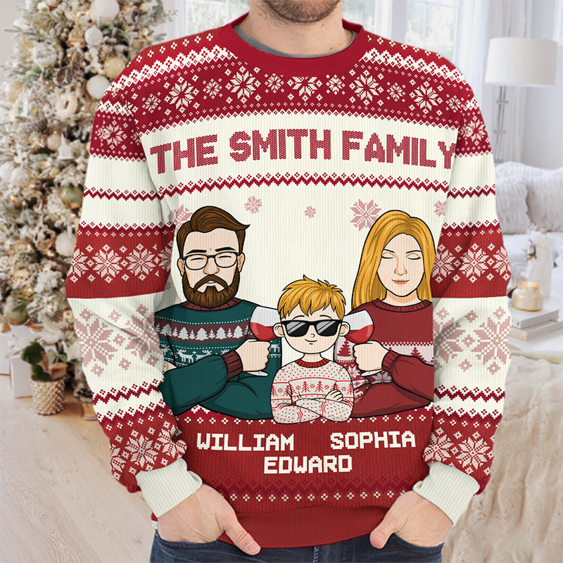 Ma partie préférée de Noël, c'est la famille - Sweat-shirt personnalisé moche pour la famille - Pull en laine unisexe - Cadeau de Noël pour les membres de la famille