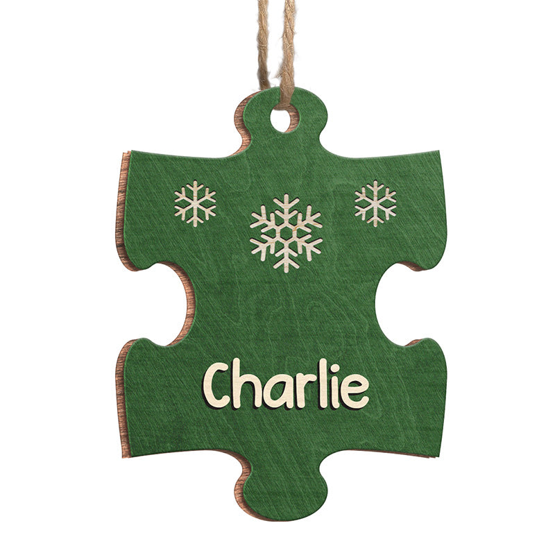 Un morceau de puzzle familial - Ornement personnalisé pour la famille - Forme en bois personnalisée - Cadeau de Noël pour les membres de la famille